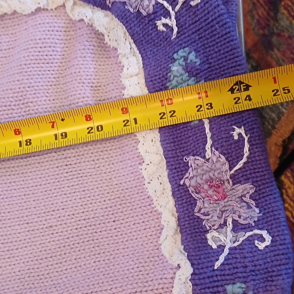 🦄 NWT Storybook Knits Lavender Unicorn Embroidered Beaded Cardigan Grandmacore - Picture 11 of 11